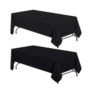 Set of 2 Black Rectangle Tablecloth for Tables, Black Table Cloths for Rectangular Tables, 200 GSM Poly Tabletop Covers Washable Fabric Stain, Wrinkle Resistant, 2 Pack