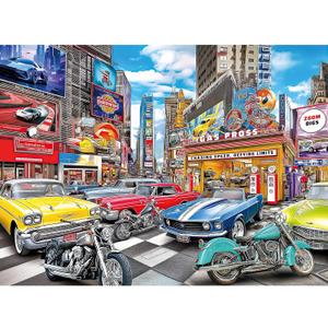 300 Piece Puzzles for Adults, 300 Piece Puzzles for Adults Elderly Large Piece, Car Motorcycle Club Jigsaw Puzzle, Funny Gift for Adult Kids Senior Challenging Family Games Toy, 20.5 X 15 in