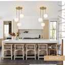 3-Light Cluster Pendant Lights, Mid Century Modern Globe Cluster Chandelier with Milk Glass, Brass Gold Pendant Lighting for Kitchen Island, Staircase, Dining Room, Living Room