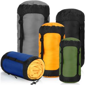 5 Pcs Compression Sacks for Backpacking 5L/10L/15L/20L/35L Camping Sleeping Bag Stuff Sack Water Resistant Sleeping Bag Storage Sack for Space Saving Hiking Gear