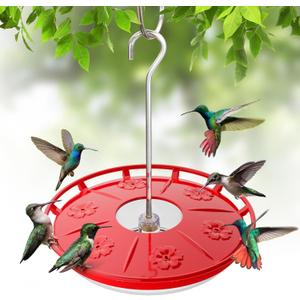Kingsyard 2 Pack 16 OZ Saucer Hummingbird Feeders for Outdoors Hanging, 6 Bee Proof Feeding Ports Leak-Proof Humming Nectar Bird Feeder, Ant Moat Easy Clean, Jelly Oriole Feeders, Garden Dcor Gifts