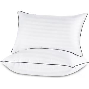 GOHOME Pillows Standard Size Set of 2 - Bed Pillows for Sleeping 2 Pack, Cooling Supportive Hotel Pillows with Premium Soft Down Alternative Fill for Side Stomach and Back Sleepers (White)