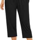 UEU Women's Capri Pants Summer Loose Yoga Pants Comfy Workout Cropprd Pants with Pockets, 2XL