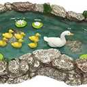 GlitZGlam Duck Pond -Mother and Ducklings! A Miniature Duck Pond for a Miniature Fairy Garden and Miniature Garden Accessories