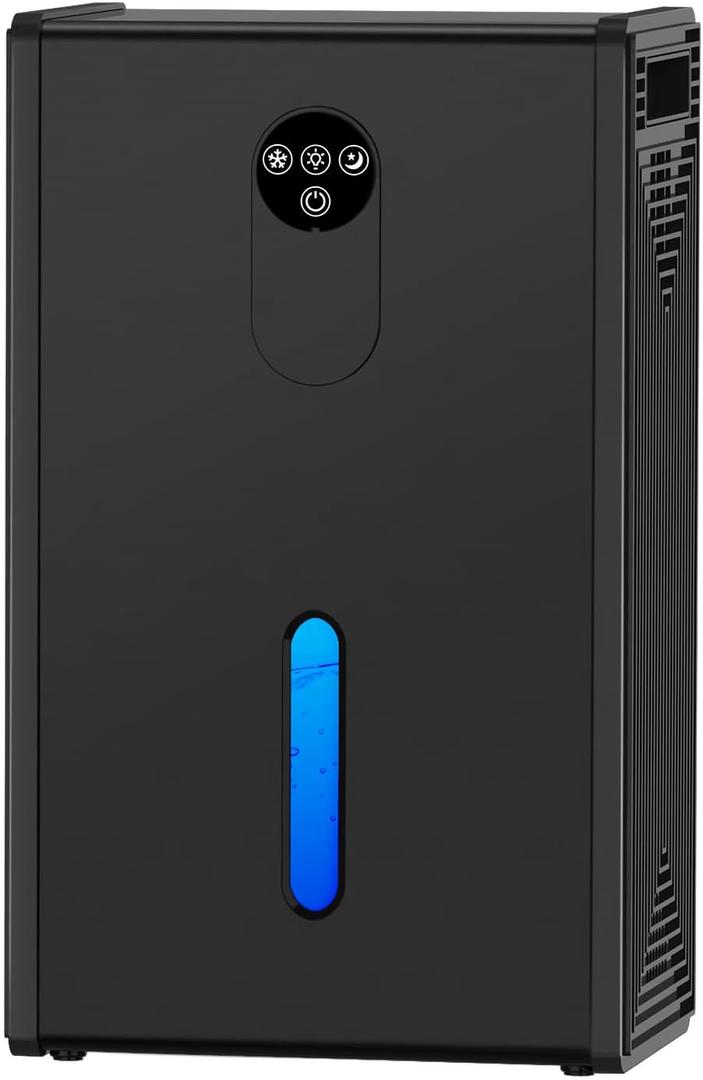 Dehumidifier, 72 OZ Water Tank Dehumidifiers for Home, 1076 sq. ft. Dehumidifier for Basement Bathroom Bedroom with Auto Shut Off, 7 Colors LED Light, Quiet Dehumidifiers with Sleep Mode (Black)