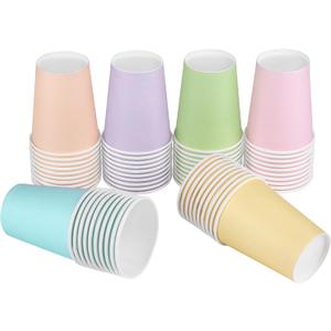 URATOT 60 Pieces 9 Ounce Disposable Paper Cups Pastel Rainbow Party Cups Drinking Cups for Party, DIY and Holiday, 6 Colors