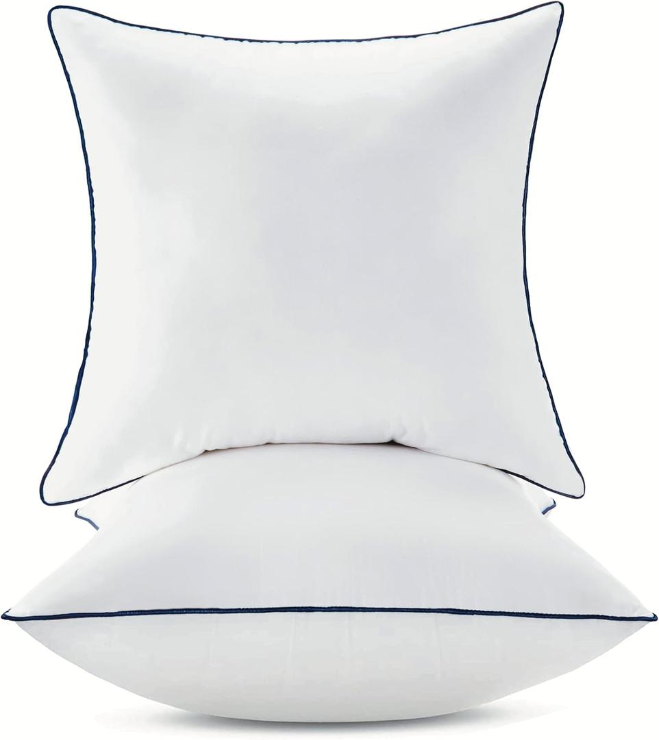 20x20 Inch Pillow Inserts Set of 2-100% Cotton Cover, Square Decorative Throw Pillows for Couch, Sofa, Chair, or Bed (2 Pack, 20x20 Inch)