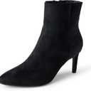 Amazon Essentials Women's Stiletto Heel Dress Ankle Boots, 8, Black Faux Suede
