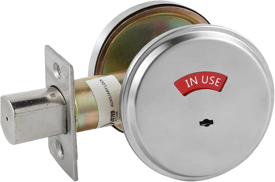 in-Use/Vacant Commercial Deadbolt, Heavy Duty Satin Chrome Grade 2 Privacy Indicator Deadbolt for Bathroom/Office, UL3 Hour Fire Rated, Left&Right Handed, 2 3/4" Backset