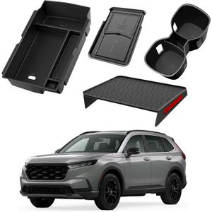 4PCS Center Console Organizer Compatible with Honda CRV 2023 2024 2025 2026 Accessories CR-V Hybrid Armrest Organizer Tray Hidden Storage Box Cup Holder