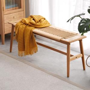 100% Solid Oak Farmhouse Entryway Bench, Wooden Bench Indoor with Hand Woven Rope Surface Design, Wood Bench for End of Bed with Solid Structure(Natural, 43.31" Wx11.81 Dx15.98 H) (Beige) 100% Solid Oak Farmhouse Entryway Bench, Wooden Bench Indoor with Hand Woven Rope Surface Design, Wood Bench for End of Bed with Solid Structure(Natural, 43.31" Wx11.81 Dx15.98 H) (Beige)