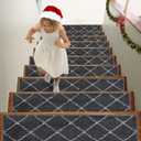 BEQHAUSE Stair Treads for Wooden Steps Non Slip Machine Washable Stair Runner Soft Polyester Stair Rugs 28inX9in for Elders,Kids and Dogs with Self-Adhesive Backing 15pcs,Dark Grey