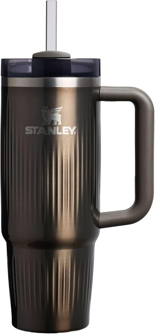 STANLEY Quencher H2.0 Tumbler with Handle and Straw 30 oz | Flowstate 3-Position Lid | Cup Holder Compatible for Travel | Insulated Stainless Steel Cup | BPA-Free | Fluted Gunmetal Shine