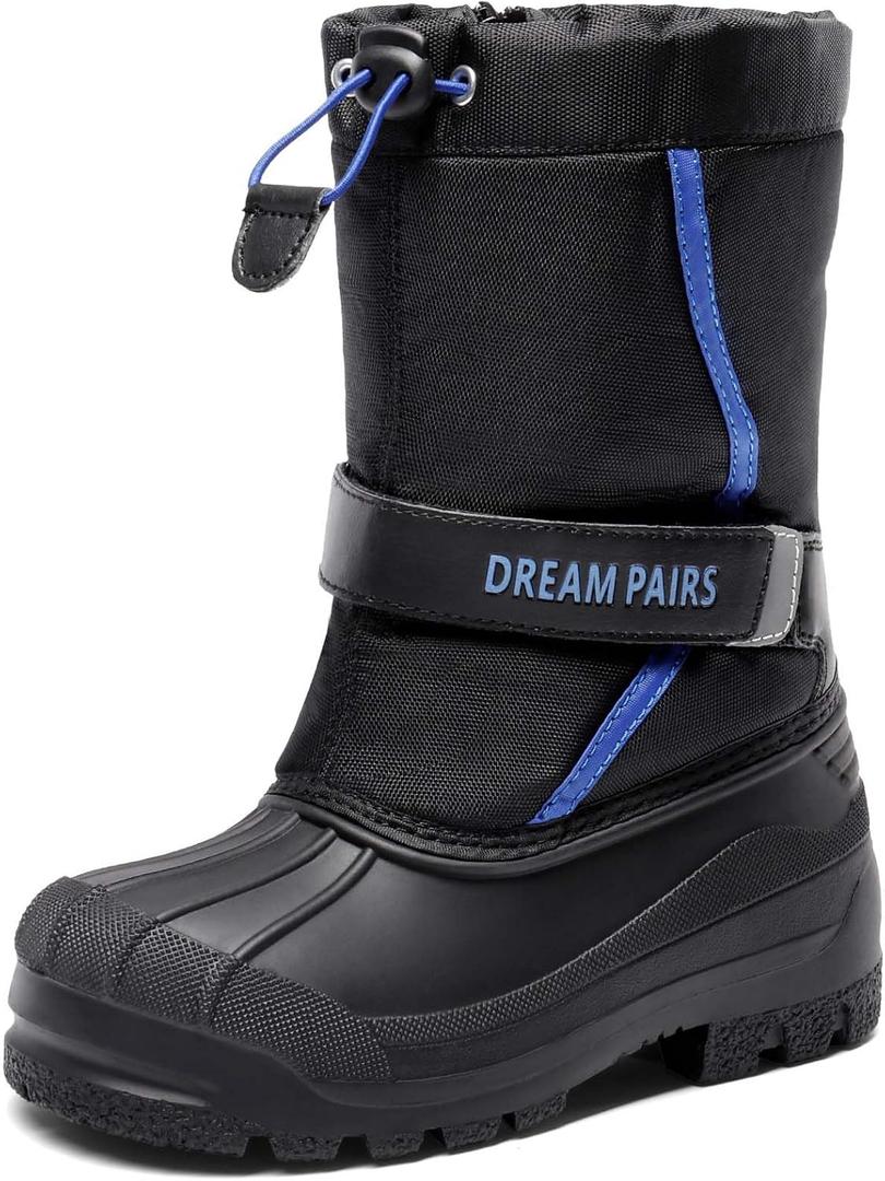 DREAM PAIRS Boys & Girls Mid Calf Water-Resistant Winter Snow Boots for Toddler/Little/Big Kid (Black/Royal), Size 2 Little Kids