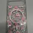 RALEAVO for Google Pixel 9/9 Pro Case Compatible with MagSafe Clear Floral Pattern Design Cute for Girls Women Slim Magnetic Hard Back Shockproof Phone Case for Pixel 9/9 Pro, Pink Flowers