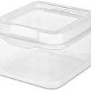 1 Pack Sterilite FlipTop, Stackable Small Storage Bin with Hinging Lid, Plastic Container to Organize Desk at Home, Classroom, Office, Clear,  And 2 Pack Storage Boxes