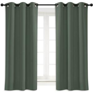 NICETOWN Dark Mallard Blackout Kitchen Drape for Nursery Home Fashion Thermal Insulated Blackout Room Darkening Curtain/Drapery with Ring Top (Single Panel, 42 by 63 inches)