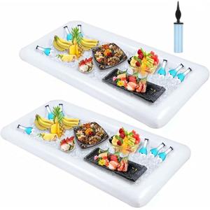 2 Pack Inflatable Serving Bar Buffet Cooler - Ice Tray for Food & Drinks, Portable for Parties, BBQ, Picnic, Pool Keep Cold All Day Reusable & Leak-Proof Summer Essentials