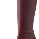 Women's Knee High Boots Elastic Stylish Block Heel Round Toe with Smooth Zipper Design for Fashion Versatile Wear (8, Burgundy)