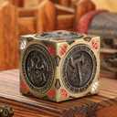 DND Fingertip Spinner Dice, 7-in-1 Metal Dice Set, 3D Relief Design, DND Polyhedral Rotating Game Dice, D&D Gifts with Dragon Logo Gift Bag, RPG, Role Playing Board Game Accessories, Bronze