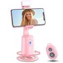Jiangler Auto Face Tracking Tripod 360Â° Rotating Cell Phone Photo and Video Kits Stand, No App, Phone Camera Stand with Remote and Gesture Control for Live Recording Tiktok Pink1