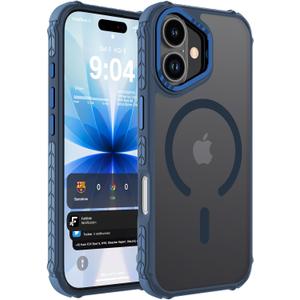DEERLAMN Strong Magnetic Case for iPhone 17 6.3-Inch,[Compatible with Magsafe][Military Grade Drop Protection] Translucent Matte Shockproof Protective Phone Cover-Frosted Blue