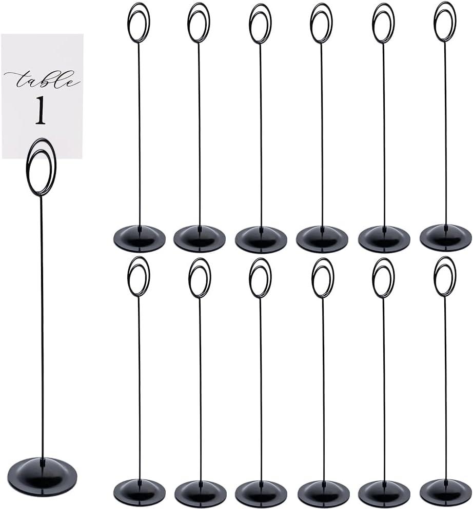 HOHIYA 12 Pcs Table Number Holders 12 Inch Place Card Holder Stands Black Tall for Photos Food Signs Memo Notes Weddings Restaurants Birthdays Party Taiwan Made