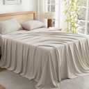 Andency Queen Sheets Set, 100% Viscose Derived from Bamboo, Beige Cooling Bed Sheets Queen Size, Deep Pocket Up to 16", Silky Soft Sheets, Hotel Luxury Oatmeal Bedding Sheets & Pillowcases