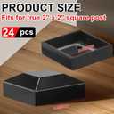Dunzy Aluminum Fence Post Caps 2" x 2" Black Post Caps Fence Topper Pressure Fit Post Cover for Mailbox Metal Wood Plastic Vinyl Iron Deck Railing(24 Pcs)