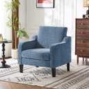 VINGLI Mid Century Modern Accent Chair,Navy Blue Chenille Chairs for Living Room Upholstered Armchair with Scooped Arms for Bedroom,Apartment,Studio,Office,Waiting Room, 29.9 Inches X 30.7 Inches X 33 Inches