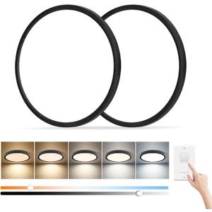 15 Inch LED Flush Mount Ceiling Light, 32W Dimmable & 5CCT 3000K-6500K, 15"-2Pack