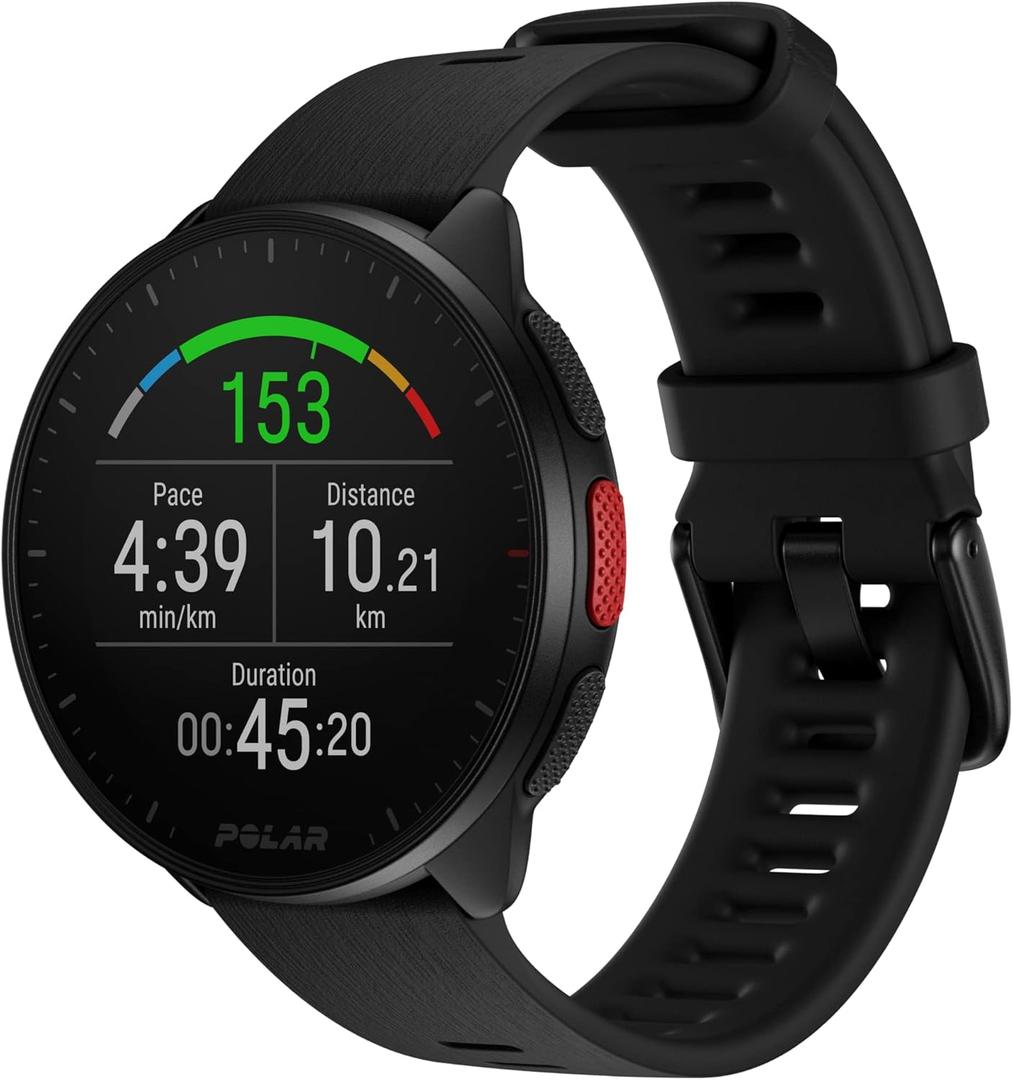 POLAR Pacer Ultra-Light GPS Fitness Tracker Smartwatch for Runners; S-L, For Men or Women, Black