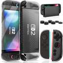 Switch 2 Case for Nintendo Switch 2 Model 2025, Dockable Cover Hard PC Protector Case for Switch 2 Grips, Switch 2 Console and Accessories with Thumb Stick Caps