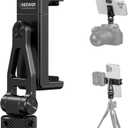 NEEWER Metal Phone Tripod Mount with Cold Shoes, 1/4" Thread, 180 Tilt, 360 Rotation, Adjustable Phone Clamp Holder Compatible with iPhone 17 Pro Max 16 15 Samsung S25 S24 Ultra Camera Cage, GA010