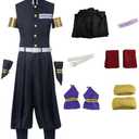 Anime Mens Cosplay Costume Anime Outfit Uniform Adult Halloween (Black, L)