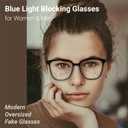Blue light Blocking Glasses for Women & Men, Fake Clear Glasses Fashion Oversized Square Spectacle Frames