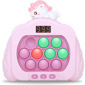 Quick Push Pop Game Fidget Toys, 12 Modes LED Screen Light Up Fast Push Bubble Game, Handheld Speed Pushing Game, Christmas Toys Gifts for 6 7 8 9 10 11 12 Years Old Kids Stocking Stuffers (Unicorn)