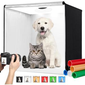 Photo Studio Light Box Photography 32"x32" with 100 LED and 6 Colors Backdrops Photo Box with Lights, Foldable Picture Box for Product Photography with 6500K Brightness