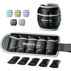 PROIRON Adjustable Ankle Weights, Leg Weights for Men, Ankle Weights 5lb Set of 2, Durable PU Leather, Ankle and Wrist Weights, 1-5 lbs Adjustable Per Ankle (Black)