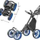 CaddyTek 4 Wheel Golf Push Cart - Caddycruiser One Version 8 1-Click Folding Trolley - Lightweight, Compact Pull Caddy Cart, Easy to Open