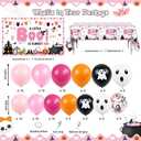 112pcs Halloween Baby Shower Balloon Arch Kit Decorations Pink A Little Boo Is Almost Due Baby Shower Girl Balloons Arch with Banner Ghost Groovy Halloween Birthday Party Decorations Supplies