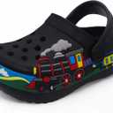 Boys Girls Toddler Clogs Little Kids Slip on Slides Sandals Slippers Cute Cartoon Train Pattern Garden Clogs Summer Indoor Outdoor Beach Pool Water Shoes, Size 25