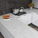 CRE8TIVE Large Size 36"x118" White Granite Contact Paper for Countertops Granite Peel and Stick Wallpaper Removable Self Adhesive Glossy Marble Countertop Contact Paper Waterproof for Bathroom Kitchen