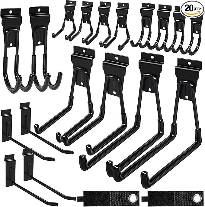 klasit Slatwall Hooks Black 20Pack Firmly and Durable Slatwall Accessories,Perfect for Organizing Garden Tools and Heavy Duty Tools and Garage Hooks Organize Your Space Efficiently