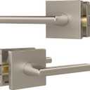 Mega Handles Prime Passage Lever Door Handle for Closet or French Doors, Single Side Door Levers, Fits All Standard Door Sizes, Covered Screws Included - Satin Nickel (1 Pack) 5"