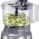 Hamilton Beach Food Processor & Vegetable Chopper for Slicing, Shredding, Mincing, and Puree, 10 Cups - Spiralizing, Silver