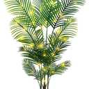 5ft Artificial Palm Tree Indoor with LED Fairy Lights & White Planter - Lifelike Faux Tropical Areca Palm Plant with Realistic Trunk & Adjustable Branches for Home Office Living Room Corner Decor