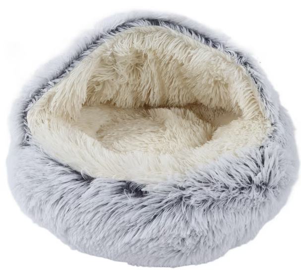 Round Cat Bed Soft Comfortable Plush Safe Warming Round Cat Dog Cushion Bed for Small Pets Gentleman (Gray,20in)