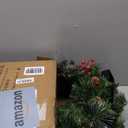 Pre-Lit Christmas Wreath, Decorated Frosted Berries, Pinecones, 50 LED Lights with Timer, Battery Operated, Holiday Decoration for Front Door, Outdoor 24 Inch