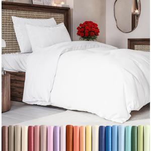 Duvet Cover Twin/Twin XL Size Set - Extra Soft Duvet Cover 68 x 90 with 1 Pillow Sham - Hotel Luxury, Easy Care and Fade Free with Zipper Closures & Ties - Comfy, Cozy Breathable Bedding Set (White)